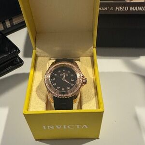Invicta Black and Rose Gold Watch